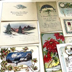 Antique Christmas Postcard Lot 30pcs Early 1900s Vintage Ephemera